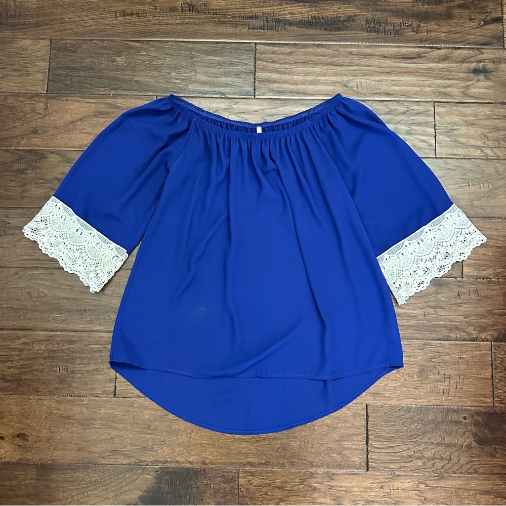 Off The Shoulder Periwinkle Top - image 1